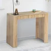 Table console extensible imitation hêtre 6 personnes 140 cm