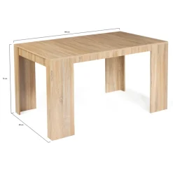 Table console extensible imitation hêtre 6 personnes 140 cm