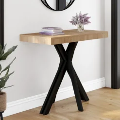 Table console extensible 10 personnes 235 cm coloris bois et noir