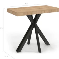 Table console extensible 10 personnes 235 cm coloris bois et noir