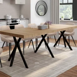 Table console extensible 10 personnes 235 cm coloris bois et noir