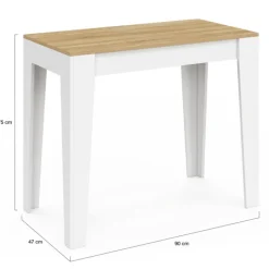 Table console extensible 10 personnes 235 cm bois et façon hêtre