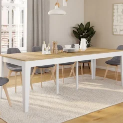 Table console extensible 10 personnes 235 cm bois et façon hêtre