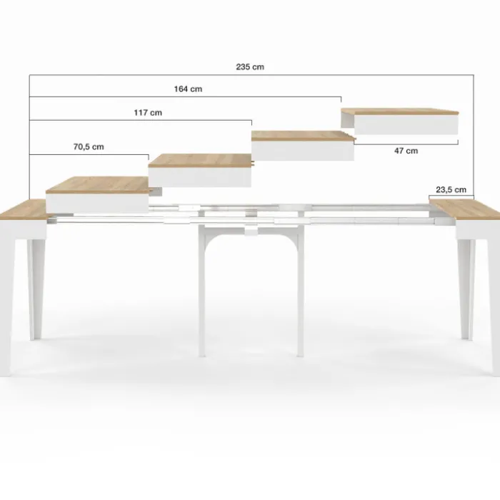 Table console extensible 10 personnes 235 cm bois et façon hêtre