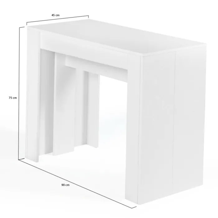 Table console extensible blanche 14 personnes 300 cm