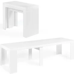 Table console extensible blanche 14 personnes 300 cm