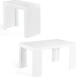 Table console extensible blanche 6 personnes 140 cm
