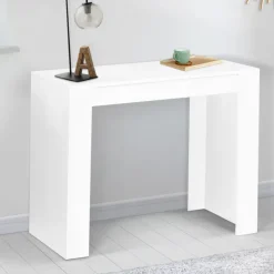 Table console extensible blanche 6 personnes 140 cm