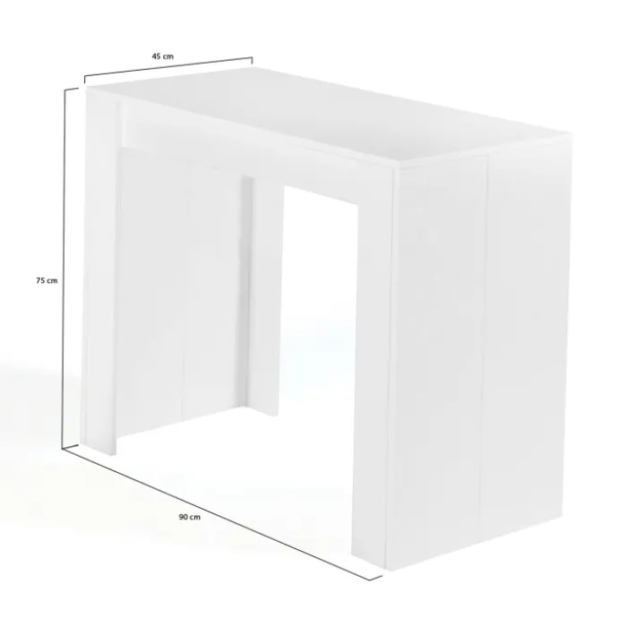 Table console extensible blanche 6 personnes 140 cm
