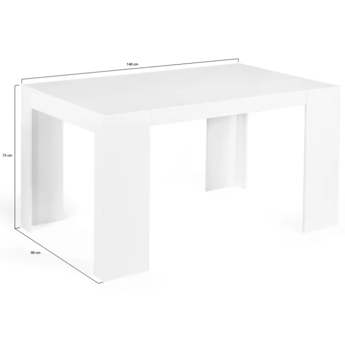 Table console extensible blanche 6 personnes 140 cm