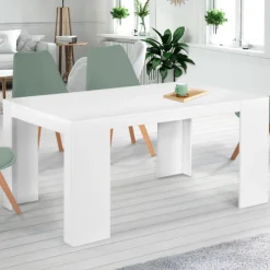 Table console extensible blanche 6 personnes 140 cm