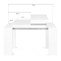 Table console extensible blanche 6 personnes 140 cm