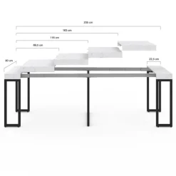 Table console extensible effet marbre blanc 10 personnes