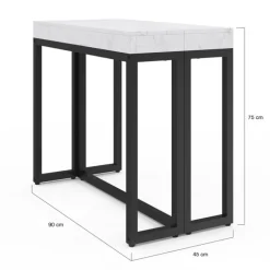 Table console extensible effet marbre blanc 10 personnes