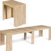 Table console extensible imitation hêtre 14 personnes 300 cm