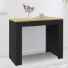 Table console extensible 6 personnes 140 cm noir et bois façon hêtre