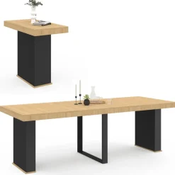 Table console extensible bois et noir