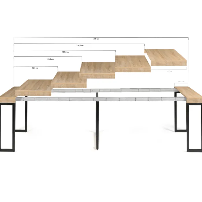 Table console extensible TORONTO 14 personnes 300 cm design industriel