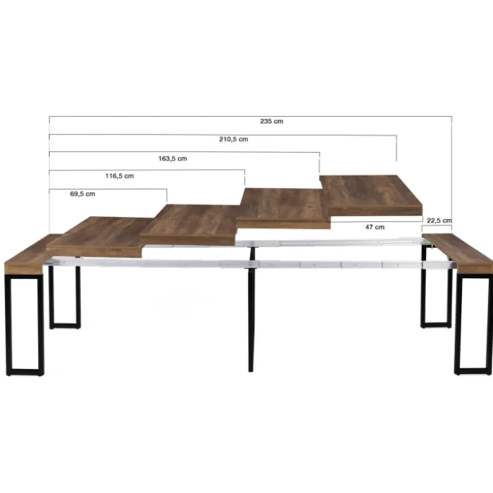 Table console extensible bois foncé 10 personnes