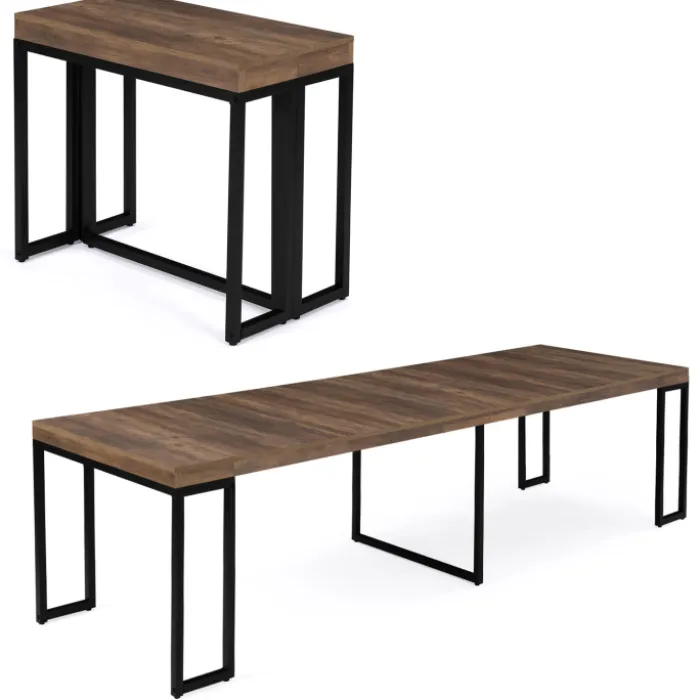 Table console extensible bois foncé 10 personnes