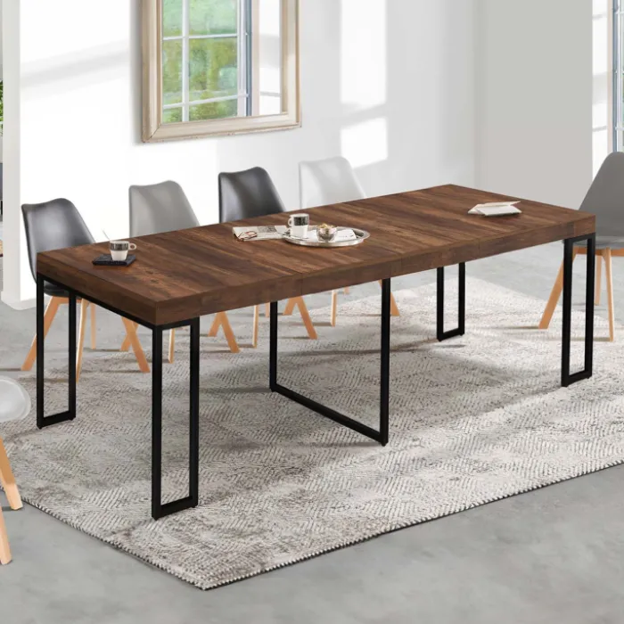 Table console extensible bois foncé 10 personnes