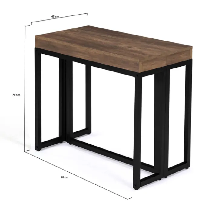 Table console extensible bois foncé 10 personnes