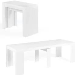 Table console extensible blanche 10 personnes 235 cm