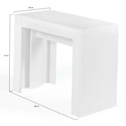 Table console extensible blanche 10 personnes 235 cm