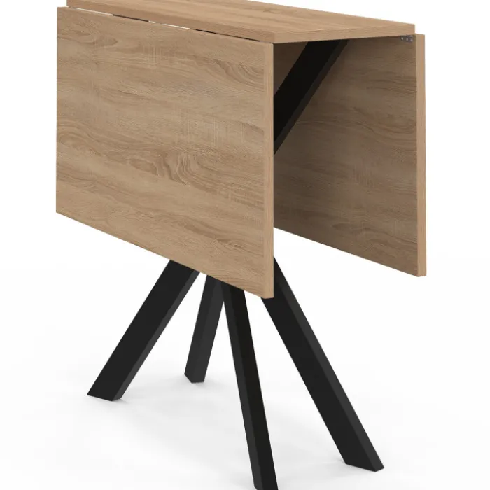 Table console pliable 2-4 personnes pied araignée bois et noir 103 x 76 cm