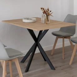 Table console pliable 2-4 personnes pied araignée bois et noir 103 x 76 cm