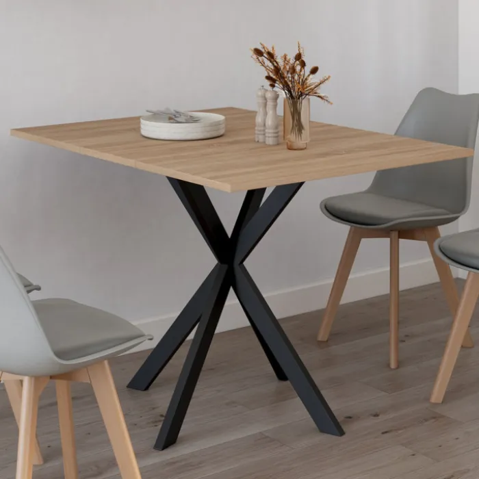 Table console pliable 2-4 personnes pied araignée bois et noir 103 x 76 cm