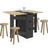 Table console pliable bois et noir 2-4 personnes