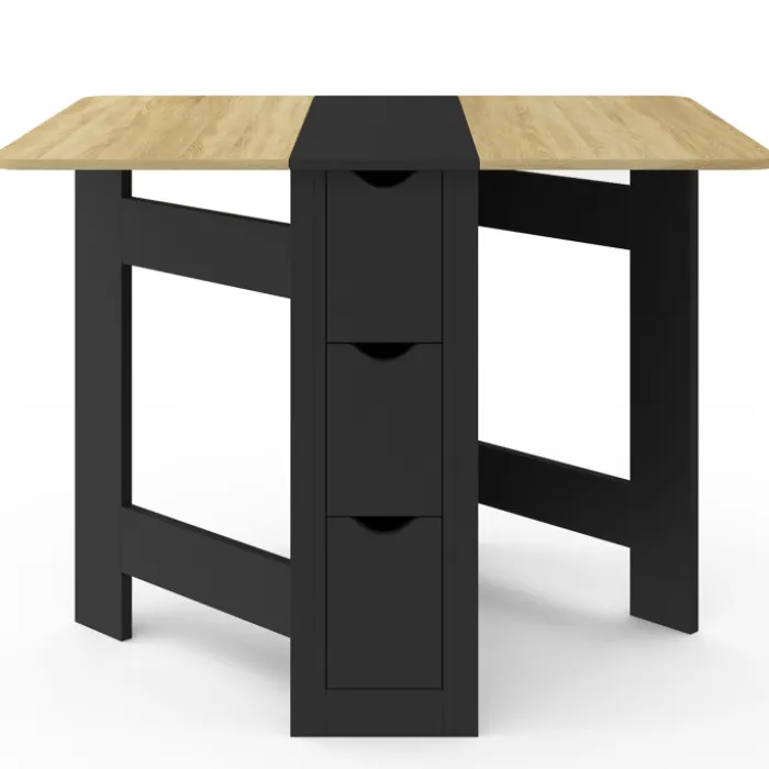 Table console pliable bois et noir 2-4 personnes