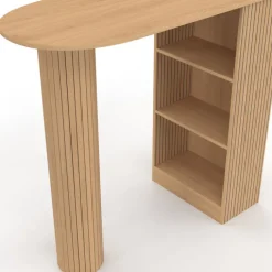 Table de bar 2 à 4 personnes effet lattes tasseau bois