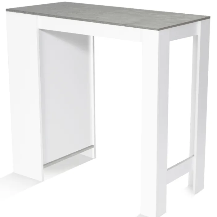 Table de bar haute 2 à 4 personnes blanche et grise effet béton