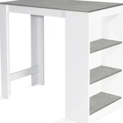 Table de bar haute 2 à 4 personnes blanche et grise effet béton