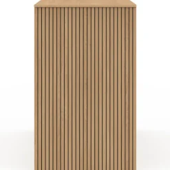 Table de bar îlot effet lattes tasseau de bois coloris chêne