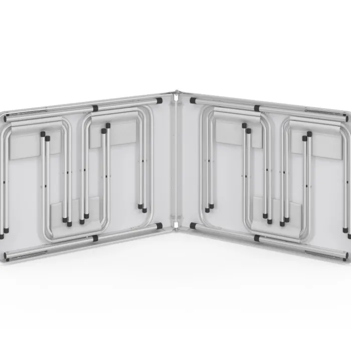 Table de camping pliante à hauteur réglable avec 6 tabourets blanc