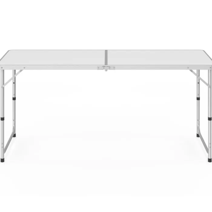 Table de camping pliante à hauteur réglable avec 6 tabourets blanc