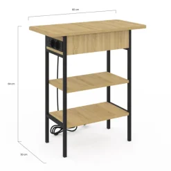 Table de chevet / d'appoint design industriel avec multiprise
