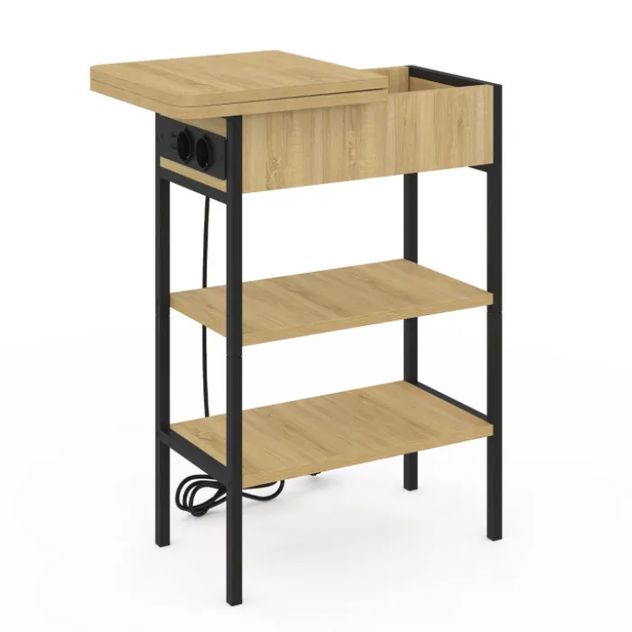 Table de chevet / d'appoint design industriel avec multiprise