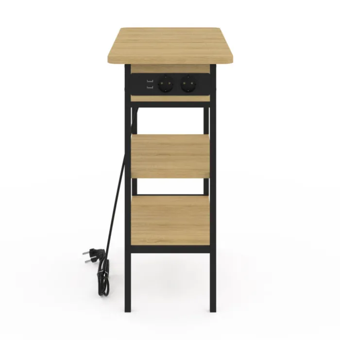 Table de chevet / d'appoint design industriel avec multiprise