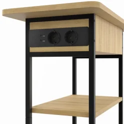 Table de chevet / d'appoint design industriel avec multiprise