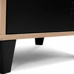 Table de chevet casier métal noir et bois