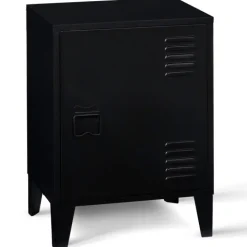 Table de chevet casier métal noir