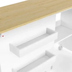 Table de couture pliante à roulettes avec plateau 118 cm et 4 étagères