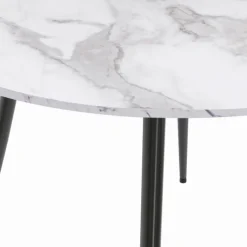 Table de cuisine ronde 4-6 personnes effet marbre blanc 110cm