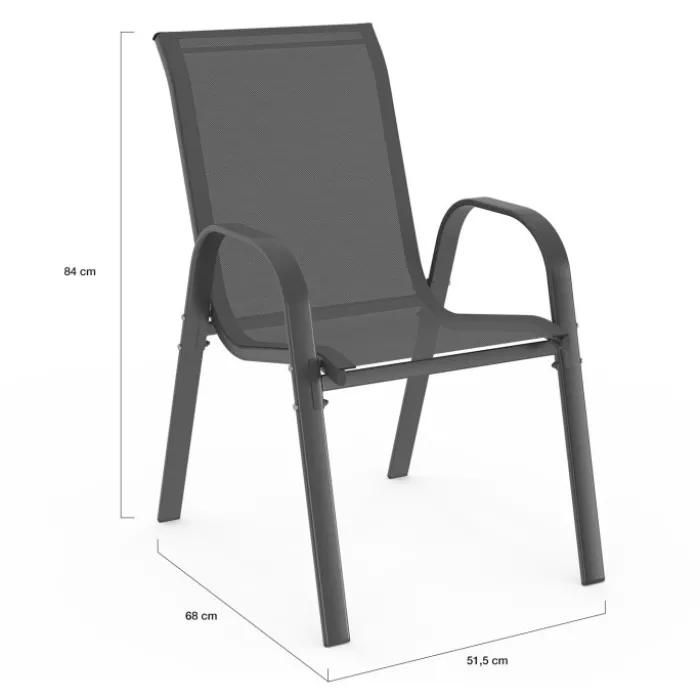 Table de jardin 240 cm 10 personnes et chaises empilables bleues, grises et noires