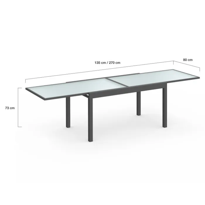 Table de jardin extensible 12 places grise avec chaises