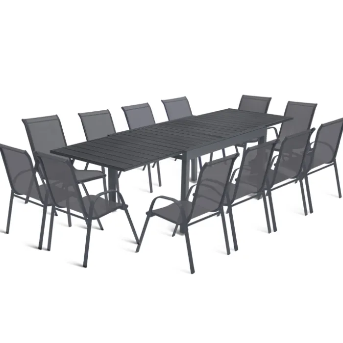 Table de jardin extensible 12 places avec chaises